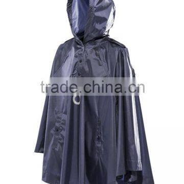 Adult Reflective Hooded Black Polyster/PVC Rain Cape Poncho