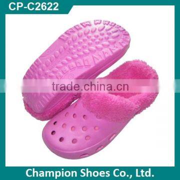 Fashion High Elasticity High Heel Fur Lined Clogs