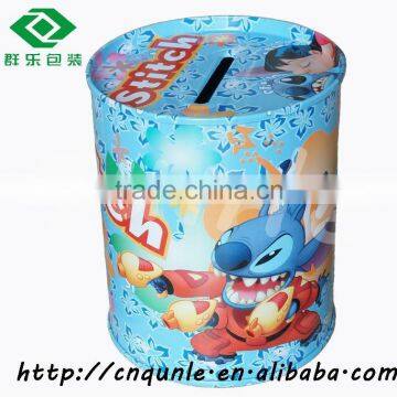 cartoon printing metal storage tin coin bank/piggy bank