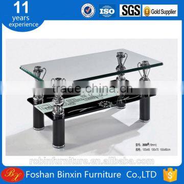 Living room furniture modern RB-2606 rectangular glass coffee table aluminum alloy metal tea table