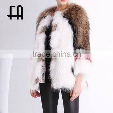 Factory Wholesale Price Fashion Raccoon Fur Knitted Jacket