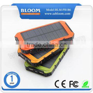 Mobile power supply solar backup power 12000mah solar charger, solar power bank for ipad