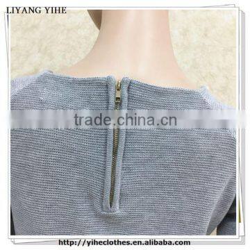 1/4 Back Zipper Knitting Wear Different Length in Front and Back Unique Pullover photo-3