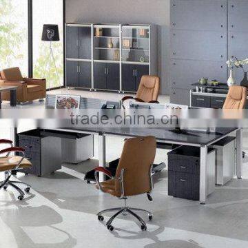 Modern 4 seat straight workstation,linear steel frame office partition ( SZ-WS005)