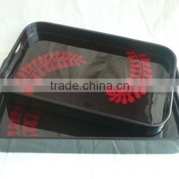 Set of two black and red square lacquered tray TK Vietnam