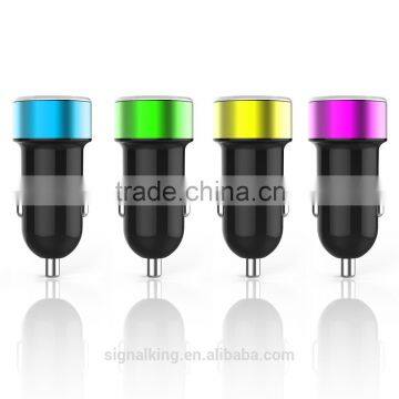 Factory Wholesale Aluminium Alloy Car Charger Dual USB Car Charger 4.8A Mobile Phone Battery Charger For Ipad Iphone