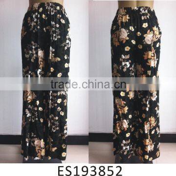 Ladies viscose printed summer leisure loose long pants