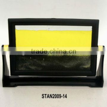 yellow Sand Art Pictures/Moving Sand Picture with plastic stand