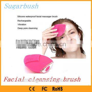 Popular Electric Face Brush Vibrating Facial Massager Silicone Face Cleaning Brush photo-3