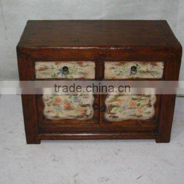 chinese antique two door two drawer small cabinet