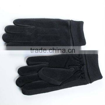autumn winter suede gloves with elastic on palm and decrotive thread