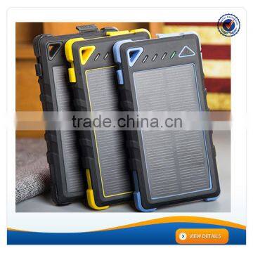 AWC939 For iphone 5 Charger with Camping Light Waterproof 1.5W Portable Solar Panel Charger Dual USB 2.1A 8000mah Power Bank