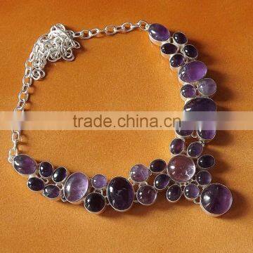 Amethyst Necklace plated 925 Sterling Silver 77 Gms 18-20 Inches