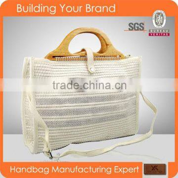 82125-European designer tote bag fashion weaving handbag,wood handle                        
                                                Quality Choice