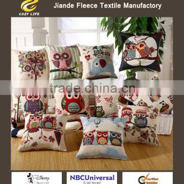 Hot Sale 45x45cm/17.7x17.7'' Owl Printed Linen Cushion For Sofa Decorative Throw Cotton Sofa Decor Couch