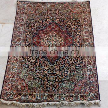 Wholesale beautiful hand knotted rugs handmade pure silk carpet from Jaipur India kashan design