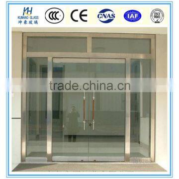 glass lobby door iron door with tempered glass 5-22mm toughened glass