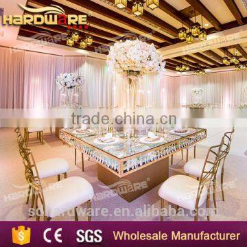 hotel crystal pendant table,wedding crystal square dining table