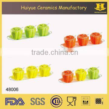 Set of 3 Ceramic Spice Jars/ Condiment Pots/Spoon Sets photo-4