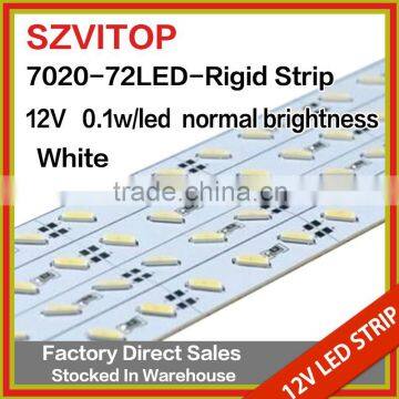 SV Dc 12V LED STRIP Super Bright 7020 72LEDs Rigid Strip white Light Non-waterproof 12mm Width PCB 7.2W