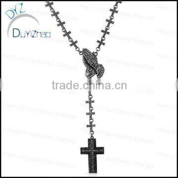 latest hip hop black cross pendant necklace rosary