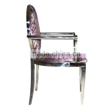 Round Back Armrest Tufted Dining Chair Steel photo-3