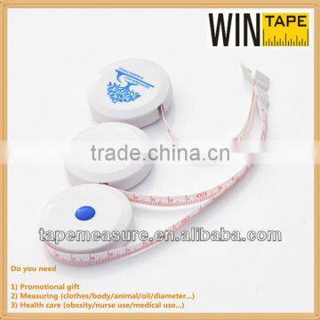 150cm/60inch body retractable small measuring tapes vinyl fibreglass tailors promotional gift upon Your Design and Logo