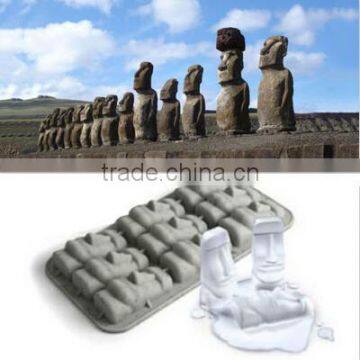 Novelty Easter Island Moai Stone Statues Ice Cream Mould Summer Mini Silicone Cake Mould Ice Tray Ice Cubes DIY Mould