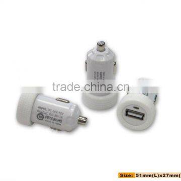 12V 1000mA Mini USB car charger for mobile tellphone iphone, ipad,psp,blackberry