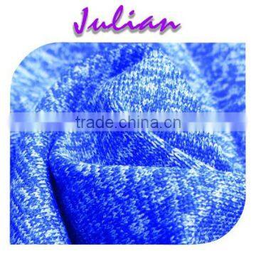 velvet fabric deep brilliant blue mix white nylon terylene co-mingled yarn polyester interlock fabric