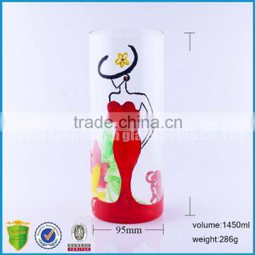 unique shape handmade art glass of colors bottle with lid.woman shape glass bottle