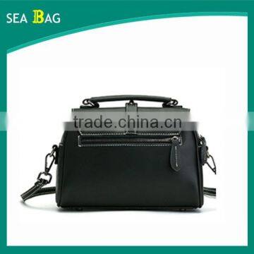 2016 Fashion Rivet Black Leather Satchel Tote Bag With Two Style Straps In Chinese photo-4