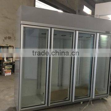 new type luxury aluminum 4-door glass door refrigerator