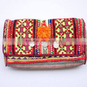 vintage clutch banjara embroidery ethnic patchwork handmade tribal coin work