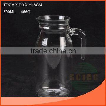 790ml clear glass water cup with handle and spout mouth om hot sale