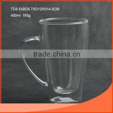 400ml clear double wall glass cup with a handle                        
                                                                                Supplier's Choice