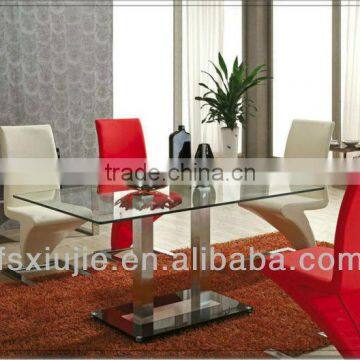 L832-1 Contemporary Glass Stainless Steel Dining Table Designs photo-1