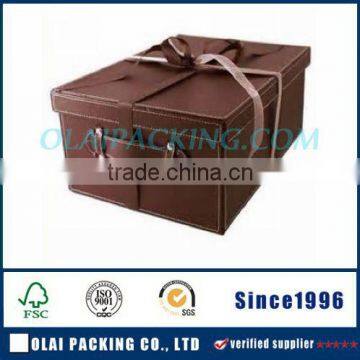 brown large capacity leather box for hamper hot sale