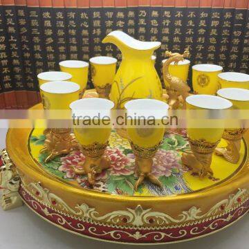 Alibaba Promotion 12 Animal Zodiac yellow ceramic wine cup for wedding gift