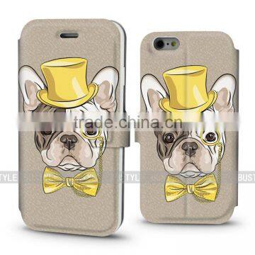 Cute Dog Custom Design High Quality Leather Wallet Flip Case for Apple iPhone 6 plus 6s plus from Manufacturer Wholesale