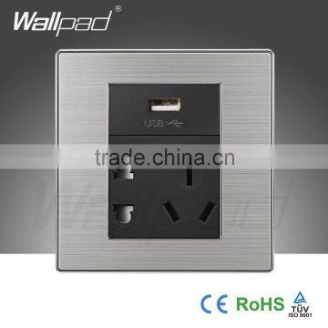 2015 Hot Sale Wallpad Switch Outlet 10A 110~250V Luxury Wall Light Switch USB 5 Pin Socket Charger