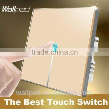 New Arrival Wallpad C1 Gold LED Waterproof UK Crystal Glass 110~250V 1 gang 1 way Touch Screen Light Control Wall Switch