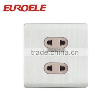 2 gang 2 pin electrical wall socket British standard white aluminum panel