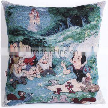 Princess White Snow and Seven Mannikins design jacquard wholesale cushion cover