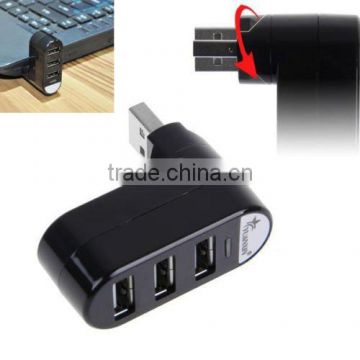 Mini Rotate Splitter 3 Ports USB 2.0 Hub Adapter for Chromebook Macbook Air, Surface RT/Pro, PC