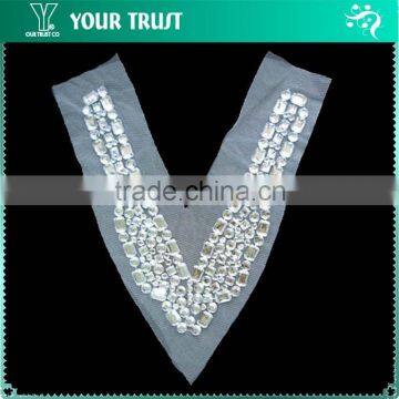 Square/Round/Octangle Clear Collar Beaded Neckline Applique Garment Accessories