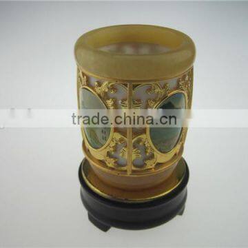 Eco-friendly New Designed Jade Rotating Brush Holder Pen Container Tubular Penrack photo-3