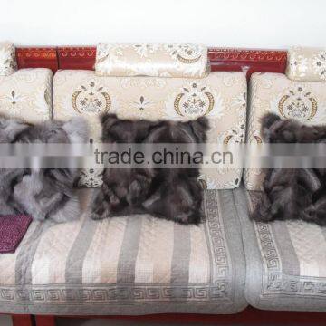 Home decorative real fox fur pillow / fox fur pillow case/pillow cover