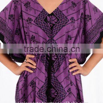 Women Gender and Middle East Ethnic Region kaftan / Cotton purple ethnic printed long maxi gowns dress