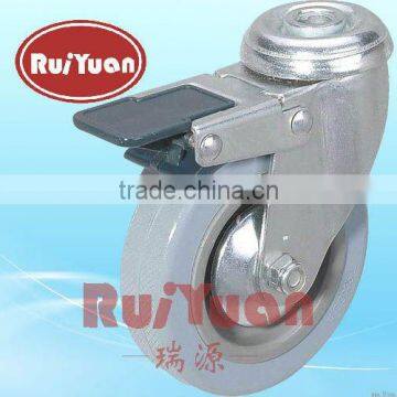 Gray rubber plastic peadal bolt hole brake caster